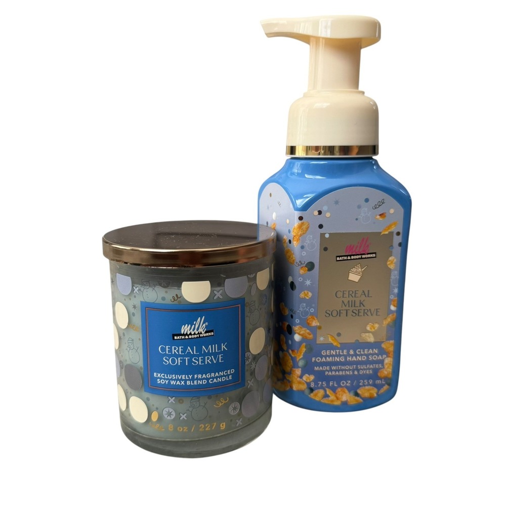 Bath and Body Works Milk Bar CEREAL MILK SOFT SERVE Candle & Foaming Hand Soap